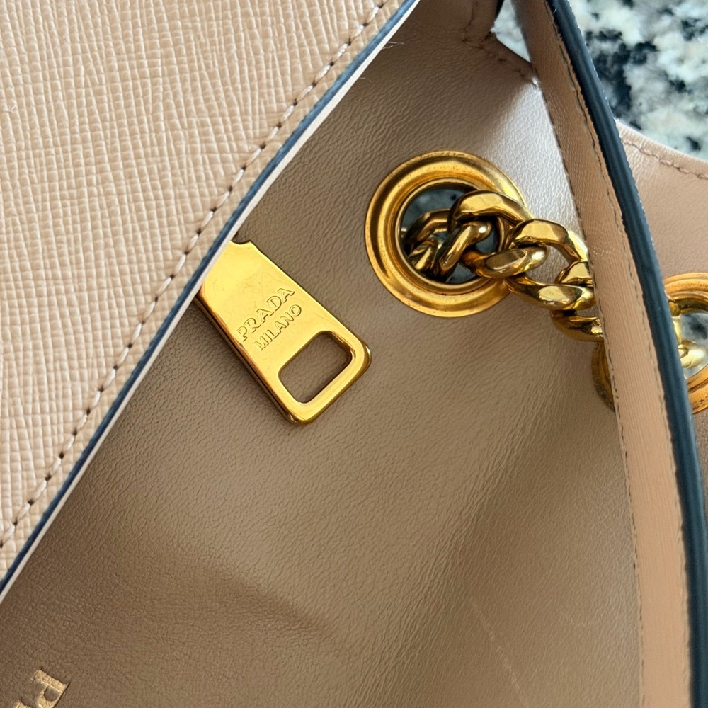 Prada Saffiano Shoulder Bag with Gold Chain - Picture 10 of 11